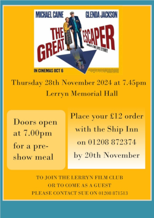 Lerryn Film Club:  Screening of the film The Great Escaper