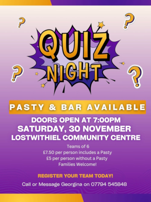 Quiz Night in aid of Lostwithiel Carnival