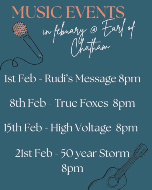   Music Events in Feb  @ Earl of Chatham