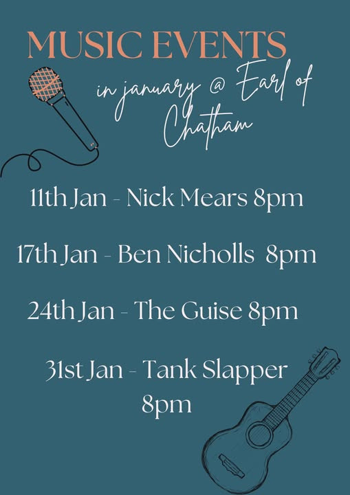 Music Events. in January @ Earl of Chatham : Lostwithiel